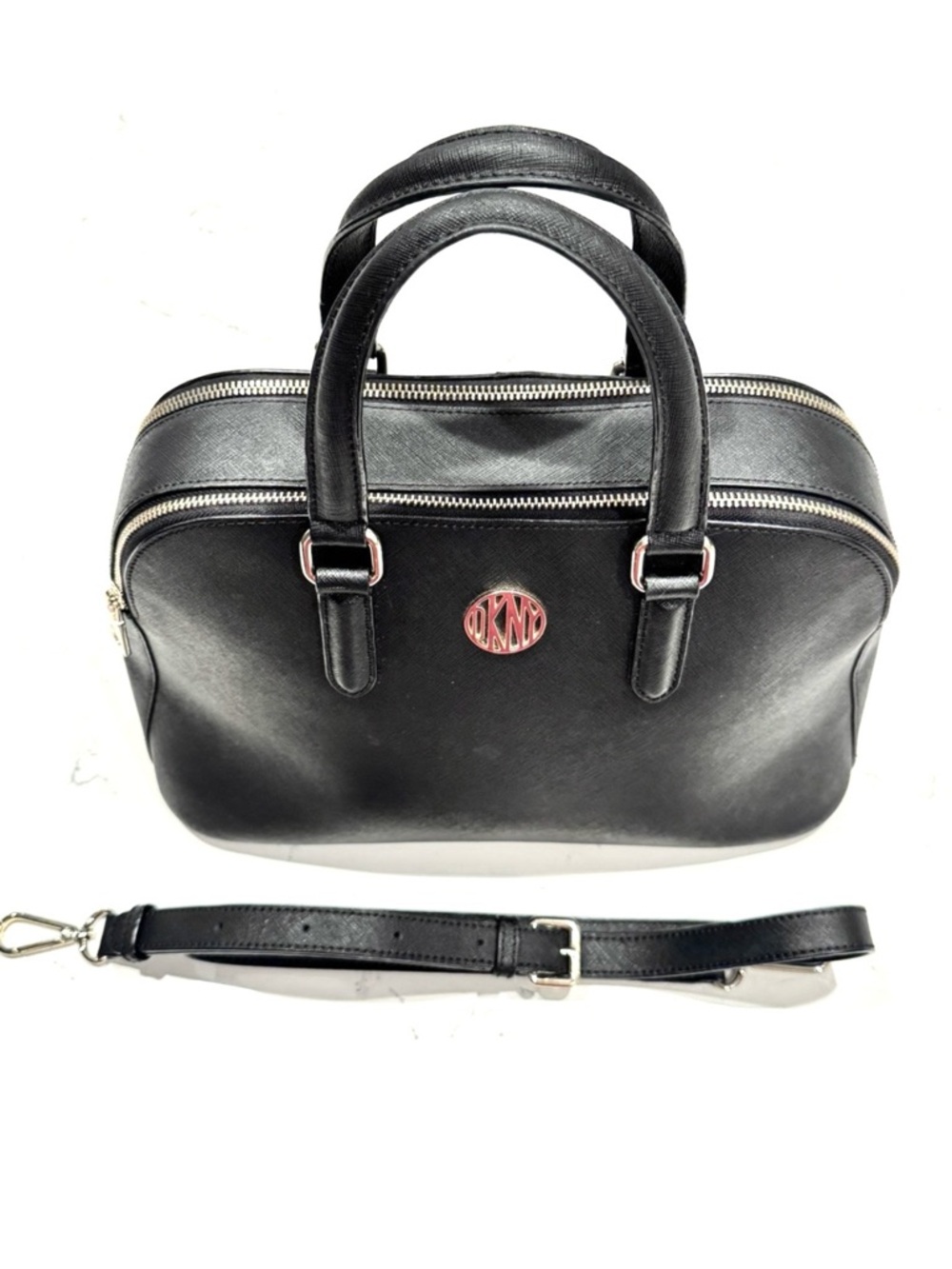 DKNY Black Satchel Crossbody with Silver Hardware‎ - Picture 2 of 9